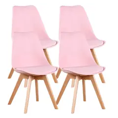 GENERICO - Pack de 4 sillas de comedor acolchada Tulip Rosada