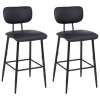 Pack 2 Pisos de Bar de Cocina Mid-Century con Respaldo Negro