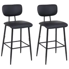 NOVAHUS - Pack 2 Pisos de Bar de Cocina Mid-Century con Respaldo Negro