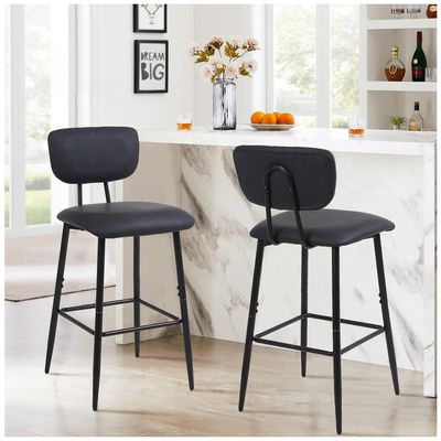 Imagen 2 del producto Pack 2 Pisos de Bar de Cocina Mid-Century con Respaldo Negro