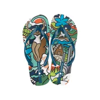 Sandalia Mujer Beige/Azul Graffiti