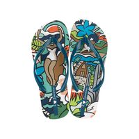 Sandalia Mujer Beige/Azul Graffiti