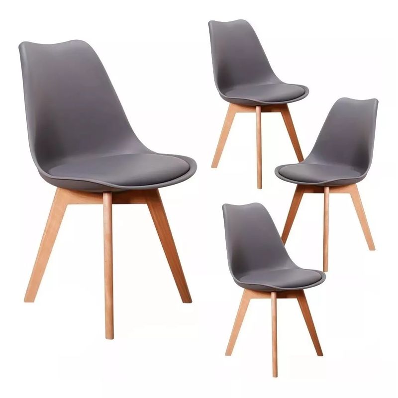 GENERICO - Pack de 4 sillas de comedor acolchada Tulip Gris
