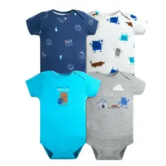 TEDMIMAK - Pack 4 Bodys Niño Manga Corta 100% Blue Monster