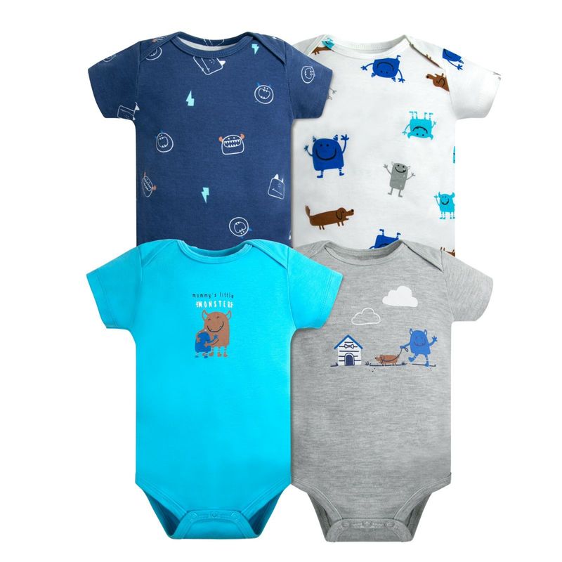 TEDMIMAK - Pack 4 Bodys Niño Manga Corta Tedmimak 100% Blue Monster