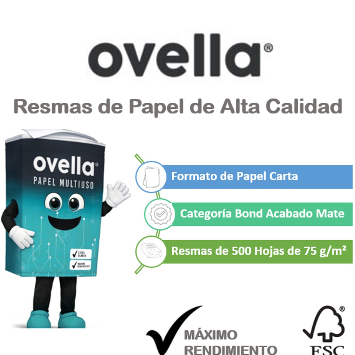 GENERICO - Resma de papel bond Carta Ovella