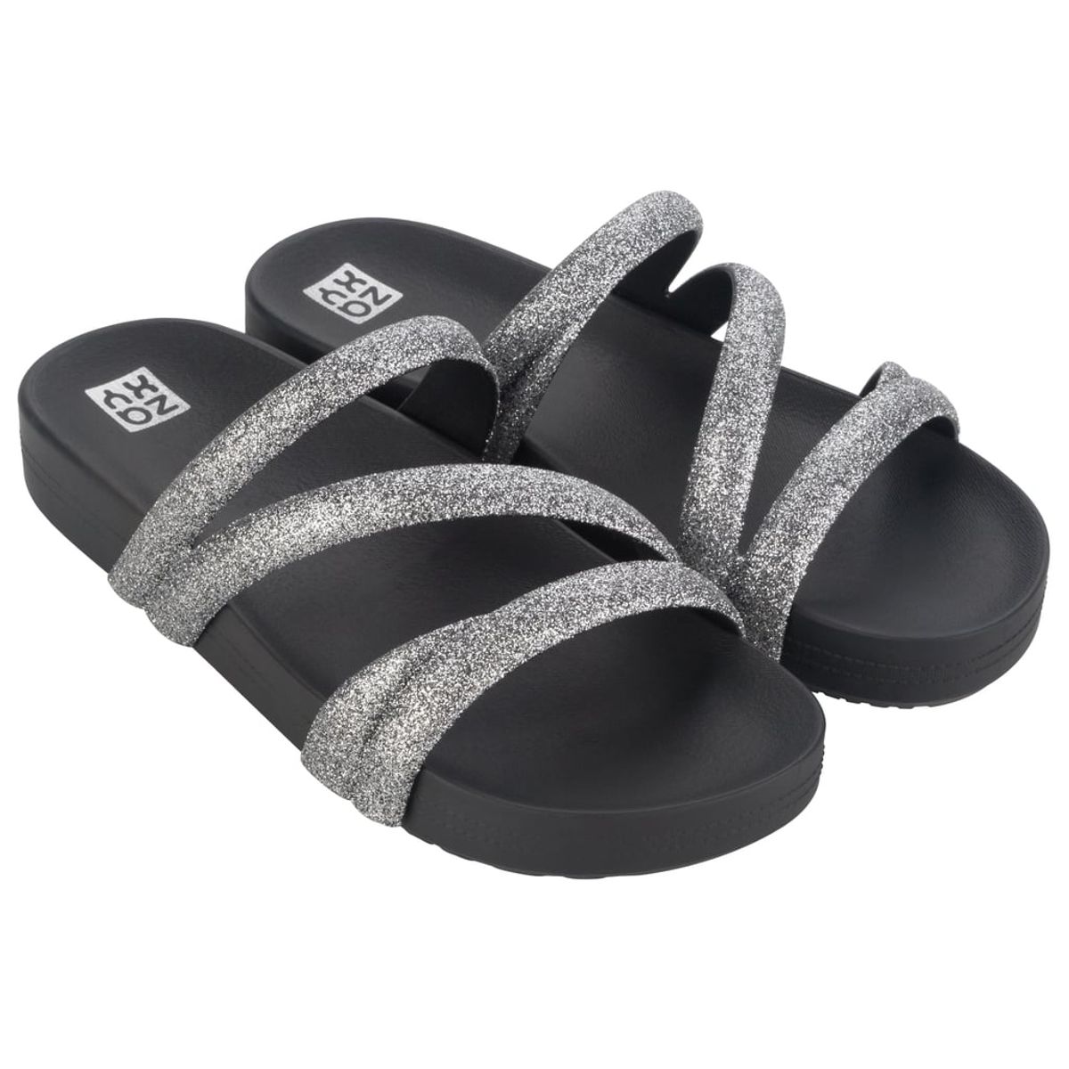ZAXY - Sandalia Mujer Negro/Plata  Glitter Zaxy