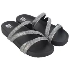 ZAXY - Sandalia Mujer Negro/Plata Glitter