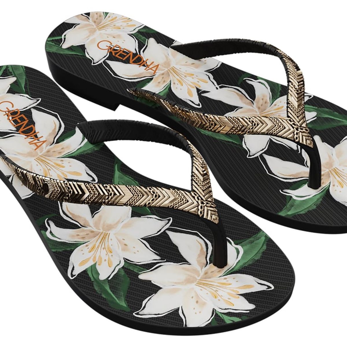 GRENDHA - Sandalia Mujer Negro Amor Flor Grendha