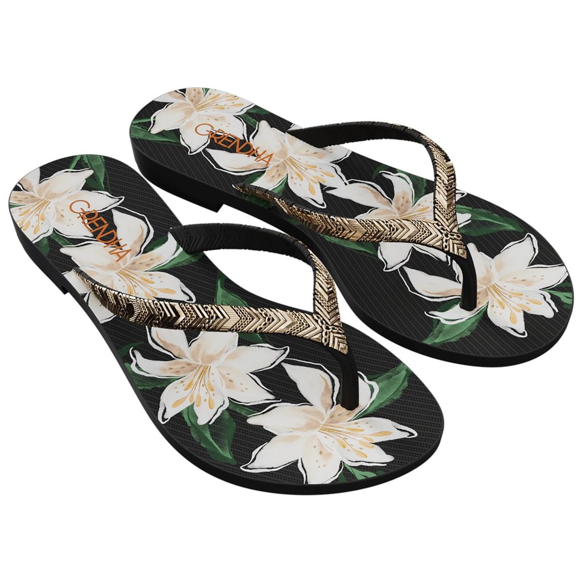 GRENDHA - Sandalia Mujer Negro Amor Flor Grendha
