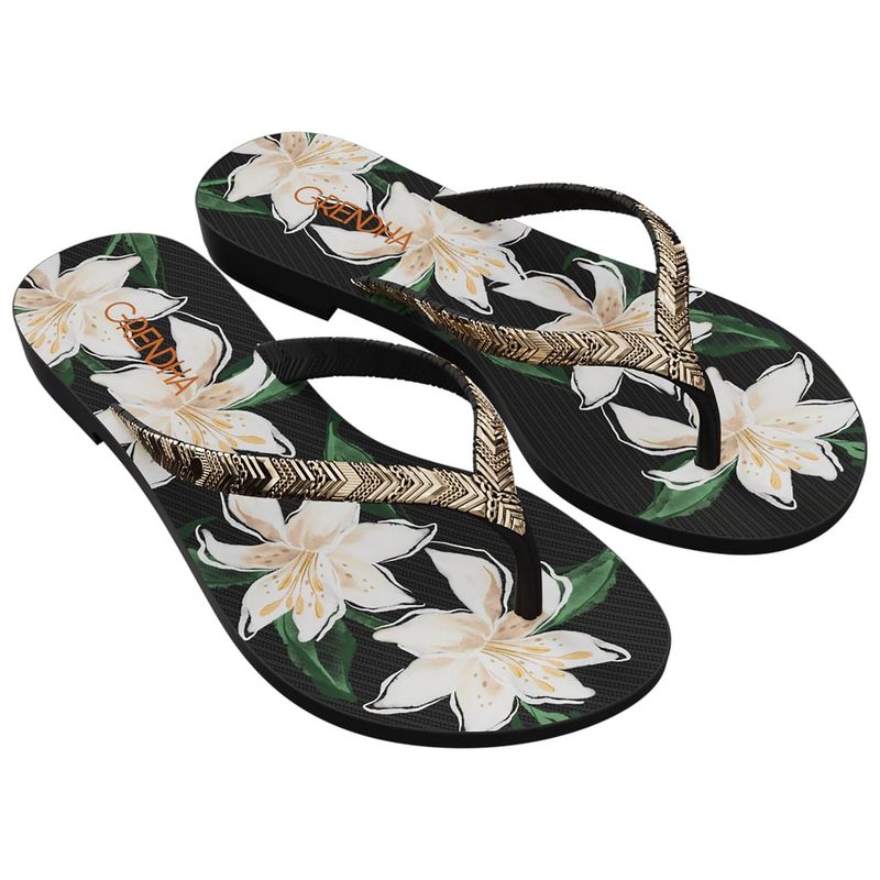 GRENDHA - Sandalia Mujer Negro Amor Flor Grendha