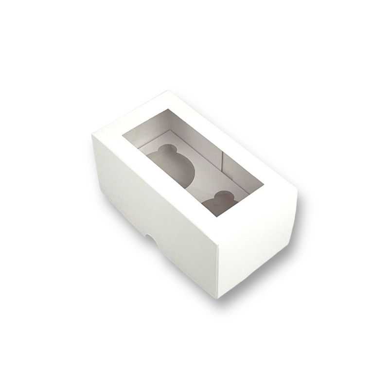 GENERICO - Pack 25 Cajas Para 2 Cupcakes Con Visor/ventana Y Separador