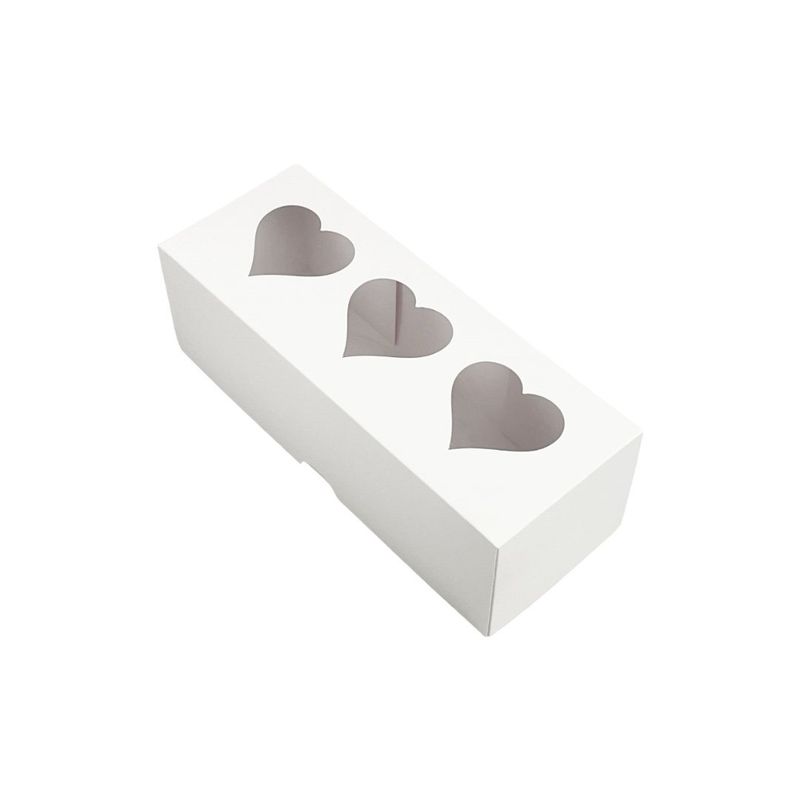 GENERICO - Pack 10 Cajas Para 3 Cupcakes Con Visor/ventana De Corazon
