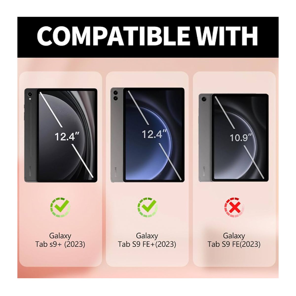 JOIGO - Funda Mica Vidrio Smart Cover Para Tablet Samsung S9 Plus Celeste