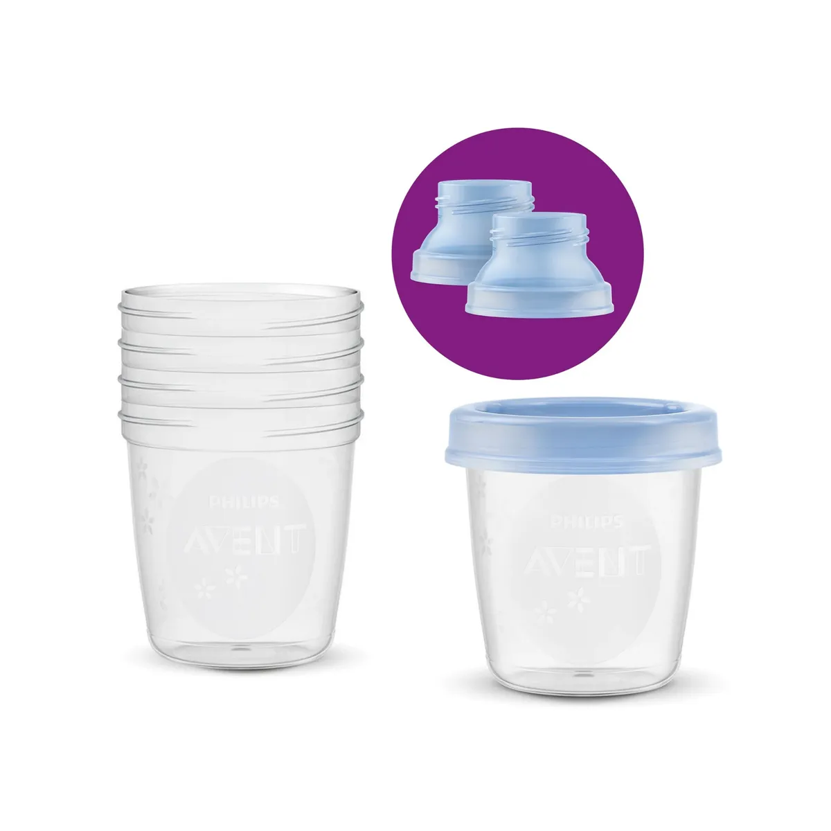 AVENT - Set 3 mamaderas + 10 Vasos de almacenamiento 180ml free BPA