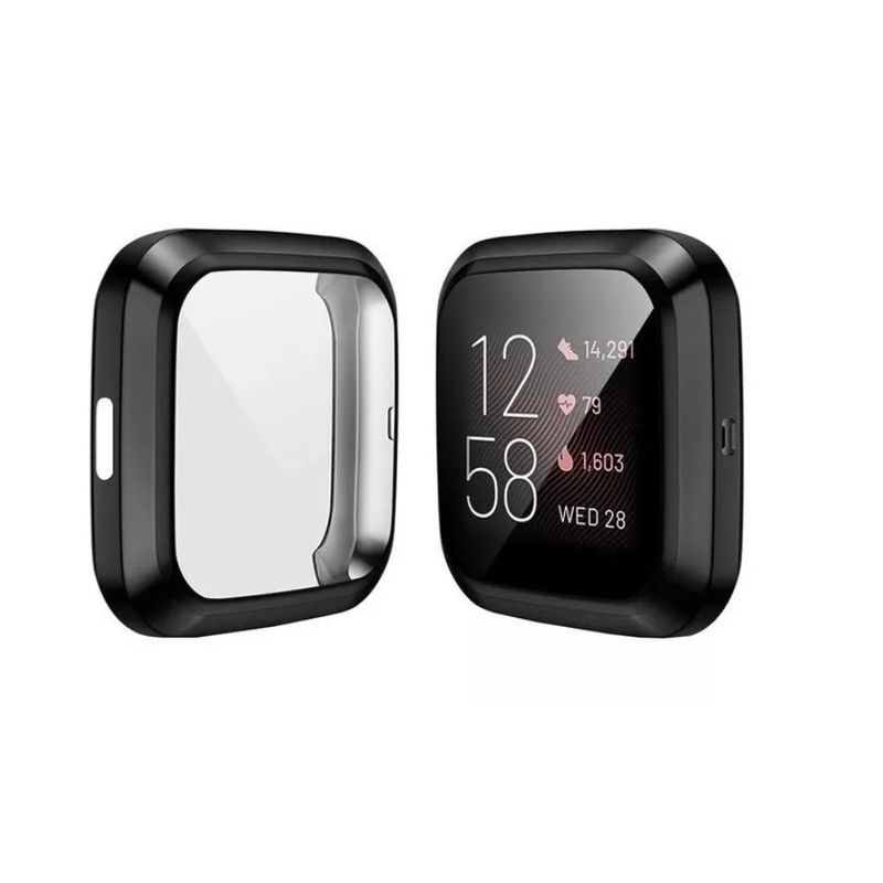GENERICO - Funda - Carcasa De Pantalla Completa Para Fitbit Versa-NEGRO