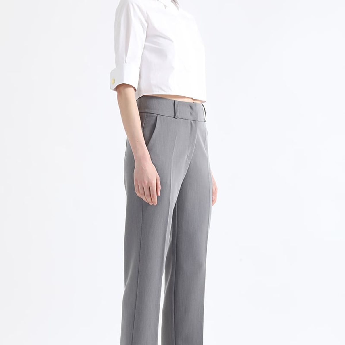 LIOLA - Pantalon Sastre Tiro Alto, Gris Liola