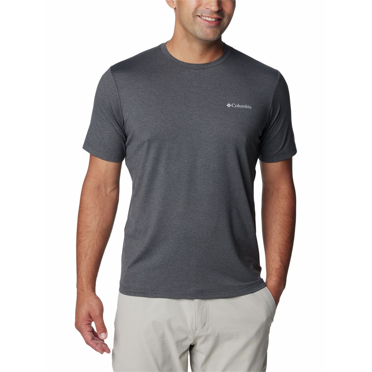 COLUMBIA - Polera Hombre Tech Trail Crew Neck Gris COLUMBIA