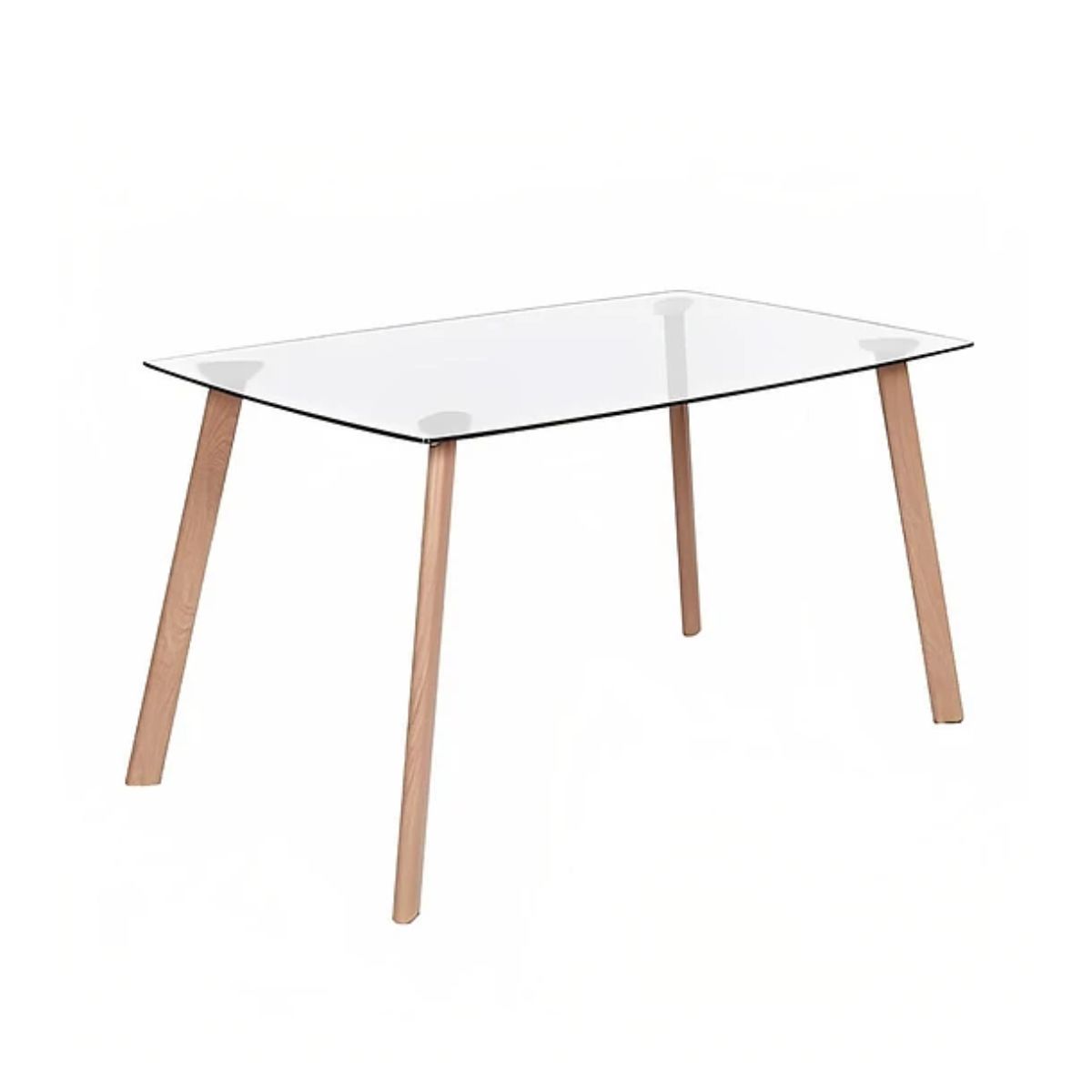 GENERICO - Comedor Rectangular Vidrio 6 Sillas Blancas Acolchadas 140x90