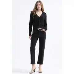 LIOLA - Jeans Slim Fit, Tiro Medio, Tachas, Negro