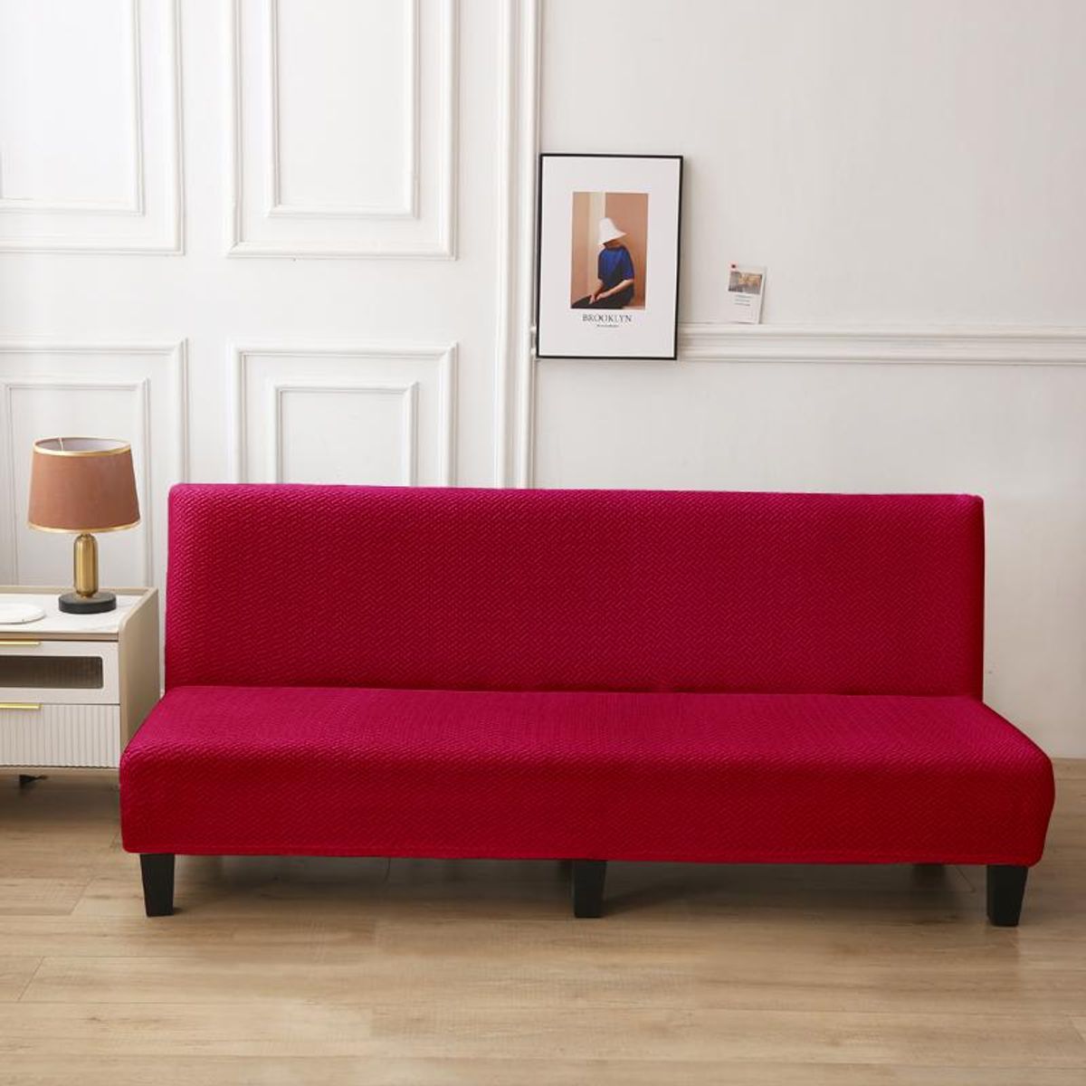 ANGELES DEL HOGAR - Funda protectora cubre futon Sillon texturizado Burdeo