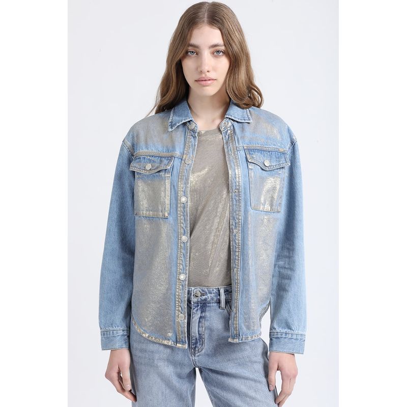 LIOLA - Chaqueta Sobrecamisa Denim Folia, Azul Liola