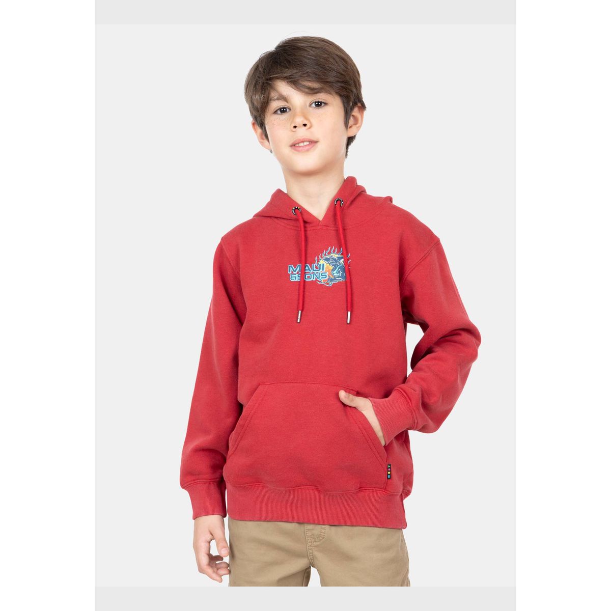 MAUI AND SONS - Poleron Canguro Shark Surf Vintage Maui Kids Crew Rojo Niño Maui And Sons