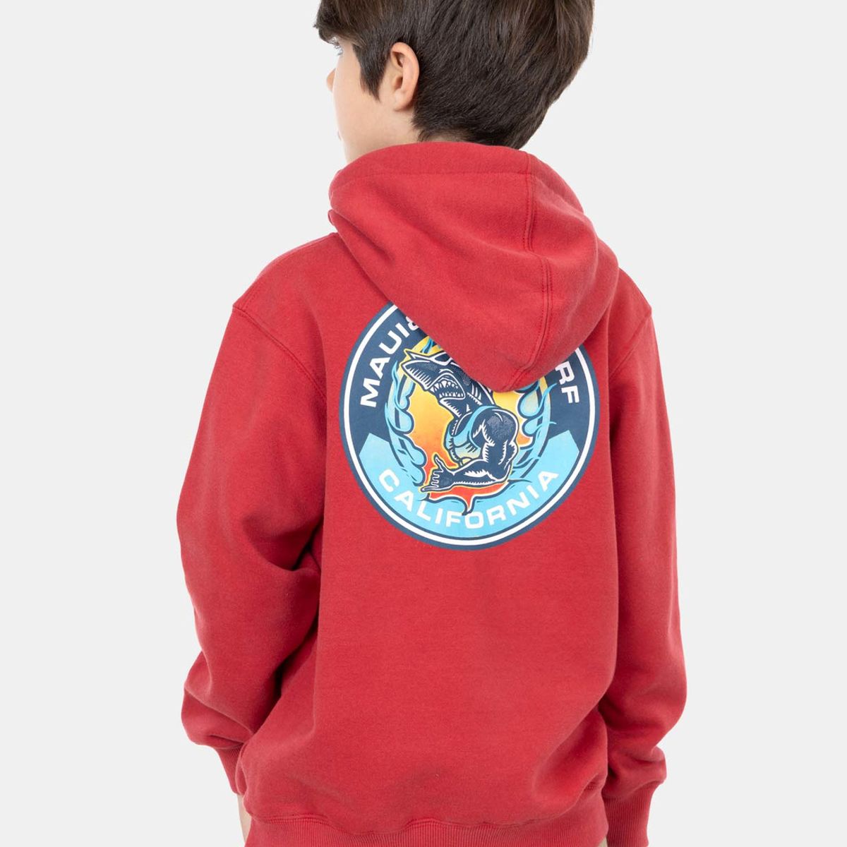 MAUI AND SONS - Poleron Canguro Shark Surf Vintage Maui Kids Crew Rojo Niño Maui And Sons