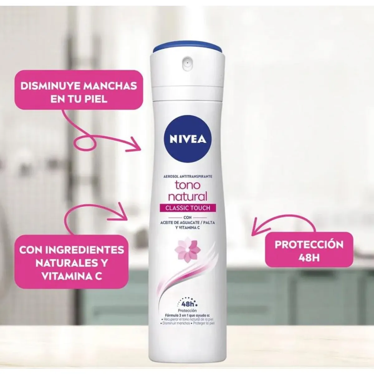 NIVEA - Desodorante Spray Nivea Aclarado Natural Classic Touch 150ml