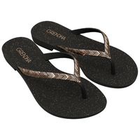 Sandalia Mujer Negro/Dorado Amor Flor