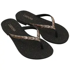 GRENDHA - Sandalia Mujer Negro/Dorado Amor Flor