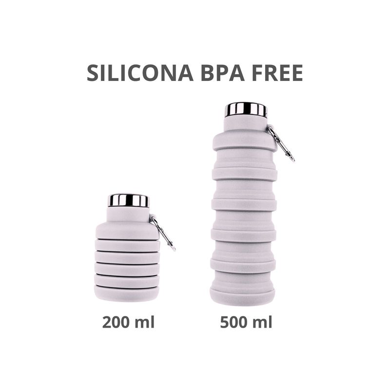 SOLEIO - Botella de Agua Plegable 2 en 1 Silicona 500 ml Negro