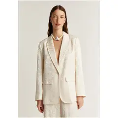 SCALPERS - Blazer Jacquard Detalle Tira Trenzada Ecru