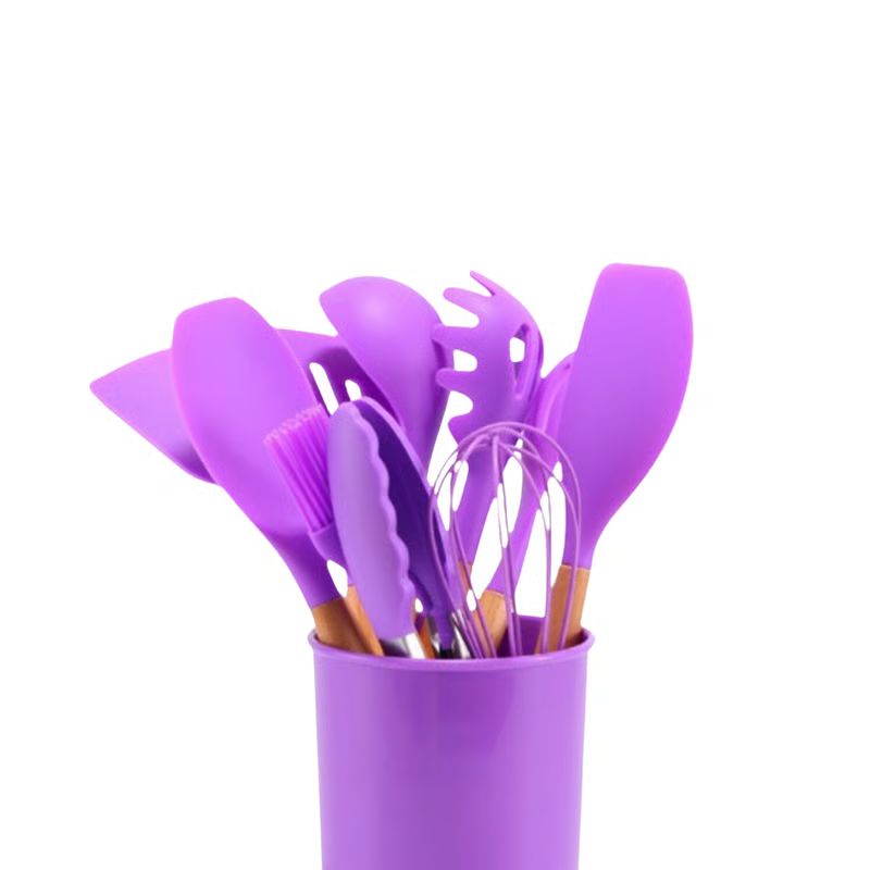 GENERICO - Set de 12 piezas de utensilios para cocina de silicona MORADO