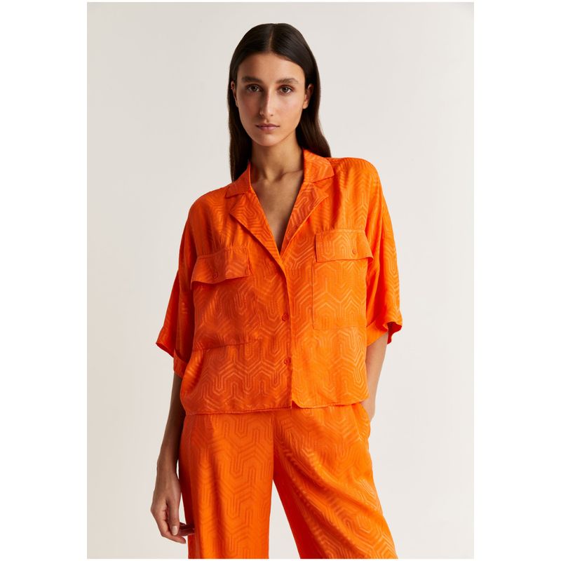 SCALPERS - Camisa Pijamera Detalles Geométricos Orange
