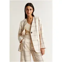 SCALPERS - Blazer Cuadros Escote En V Naturalcheck