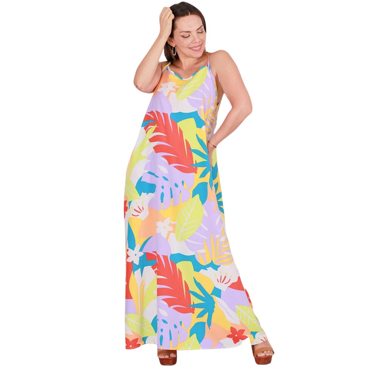 LIKE SHOP - Vestido Largo Pabilos Primavera Mujer Excelente Calidad 035
