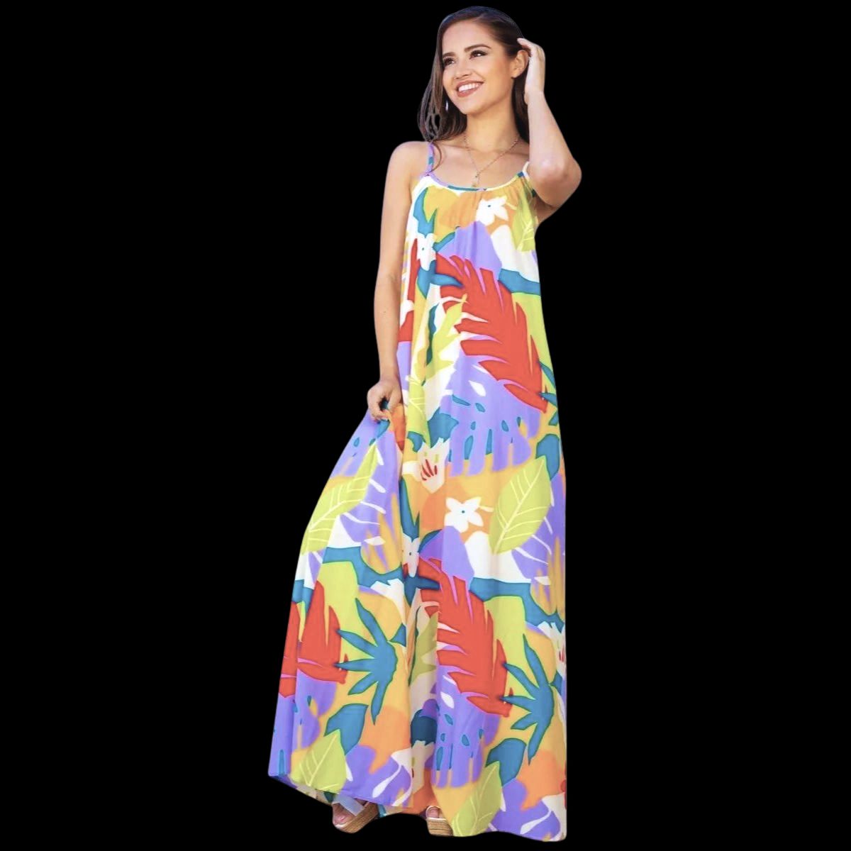 LIKE SHOP - Vestido Largo Pabilos Primavera Mujer Excelente Calidad 035
