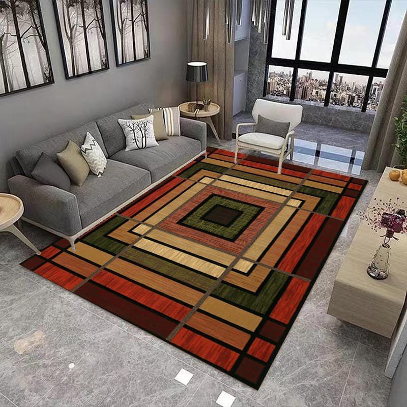 GENERICO - ALFOMBRA ANTIDESLIZANTE CON DISEÑO CUADROS COLORES 180X200CM