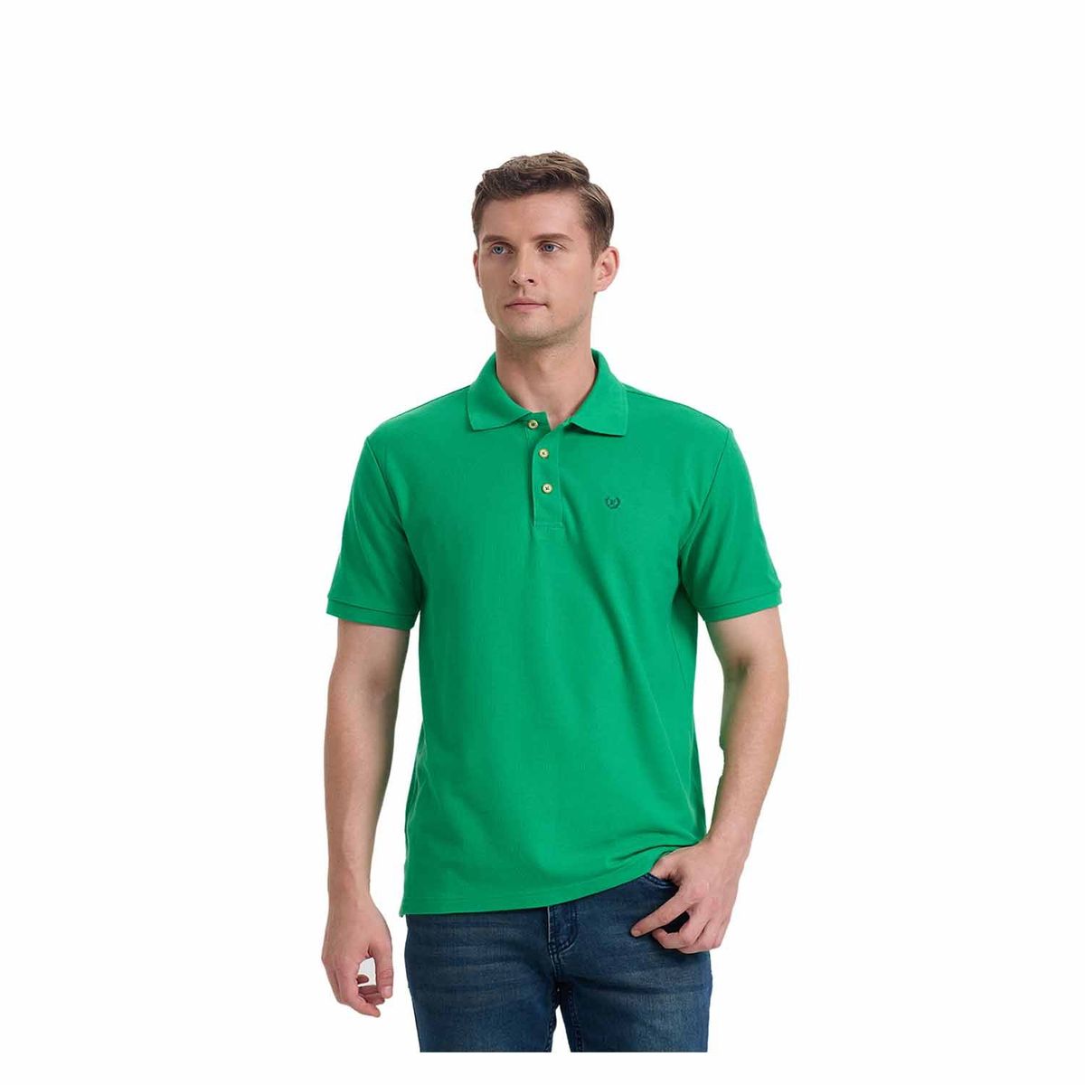 FASHION'S PARK - Polera Hombre Pique Básica Lisa Verde Fashion's Park