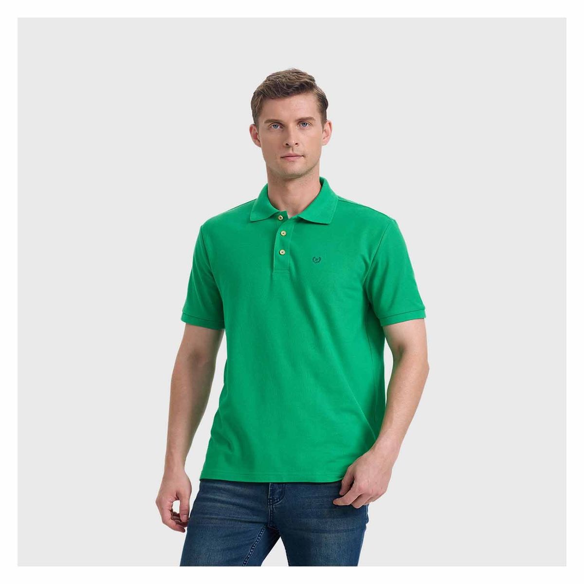 FASHION'S PARK - Polera Hombre Pique Básica Lisa Verde Fashion's Park