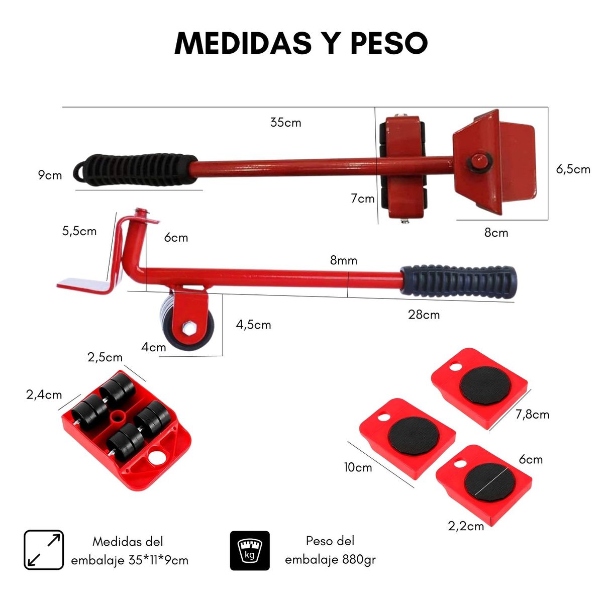 GENERICO - Palanca Levantador Transporte Mueble Lavadora Refri Cocina