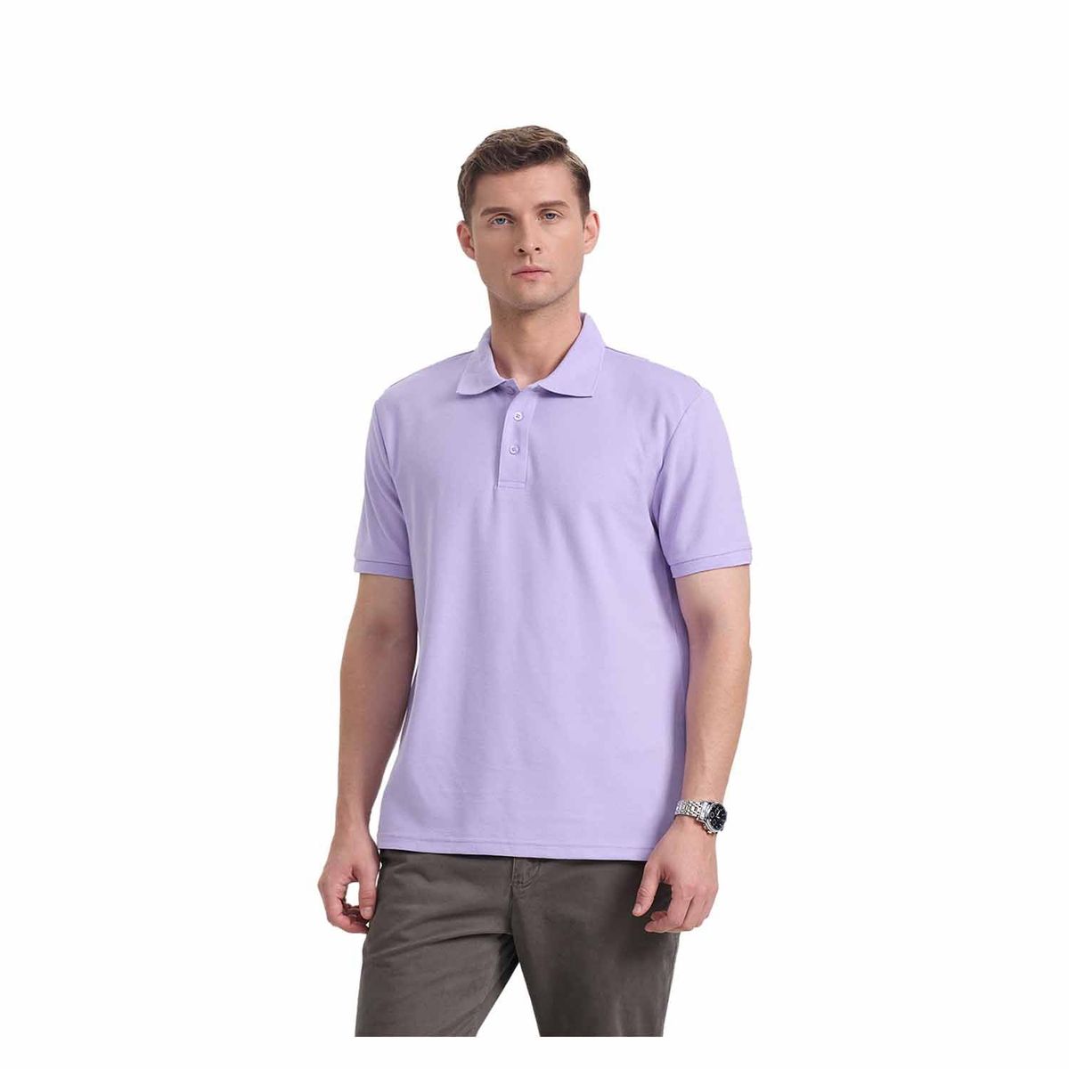 FASHION'S PARK - Polera Hombre Pique Básica Lisa Lila Fashion's Park