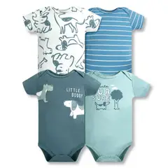 TEDMIMAK - Pack 4 Bodys Niño Manga Corta 100% Blue Dogs