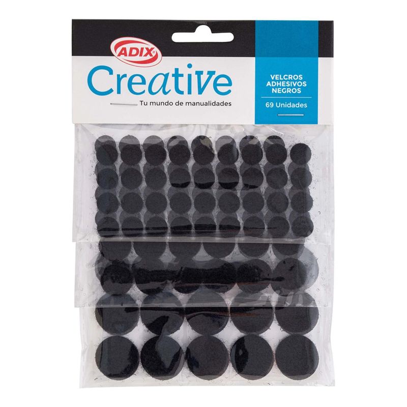 CREATIVE - Velcro Circular Adhesivo Negro 69 Unid Creative