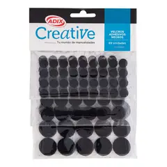 CREATIVE - Velcro Circular Adhesivo Negro 69 Unid