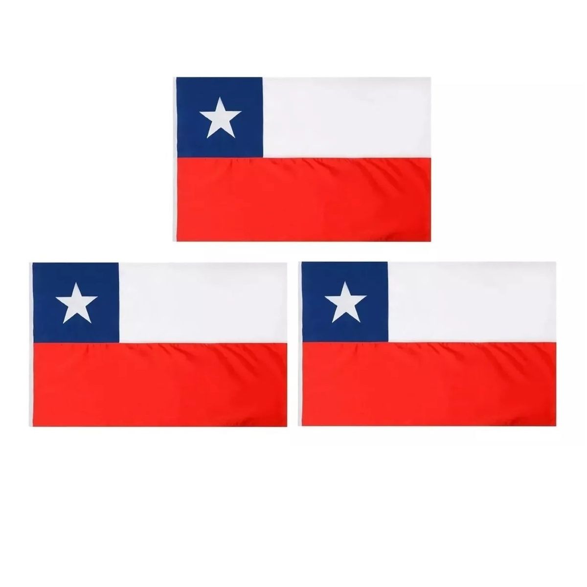 GENERICO - Pack3 Banderas De Chile Bandera Chile Chilena 120 X 180 Tela