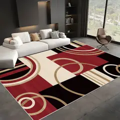 GENERICO - ALFOMBRA ANTIDESLIZANTE CON DISEÑO CUADROS ROJO Y NEGRO 180X200CM