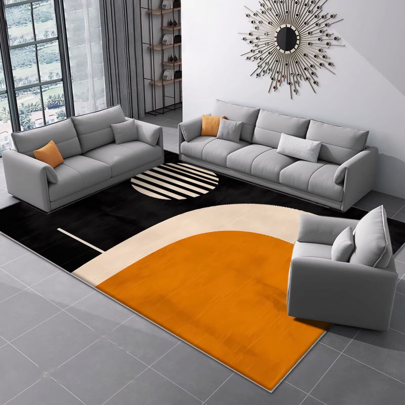 GENERICO - ALFOMBRA ANTIDESLIZANTE CON DISEÑO NEGRO NARANJA 180X200CM