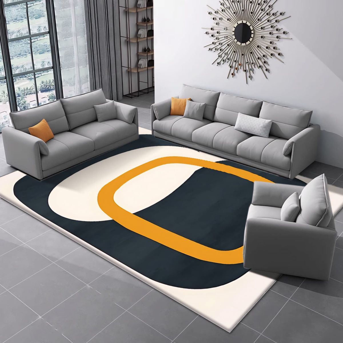 GENERICO - ALFOMBRA ANTIDESLIZANTE CON DISEÑO BLANCO Y GRIS 180X200CM